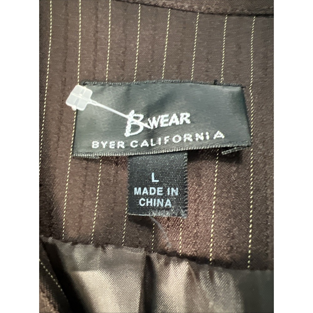B Wear Brown Pin-Stripe Belted Blazer Women's Size L - Picture 3 of 7